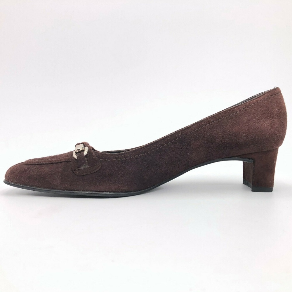 Stuart Weitzman Suede Horsebit Square Toe Pumps - image 2